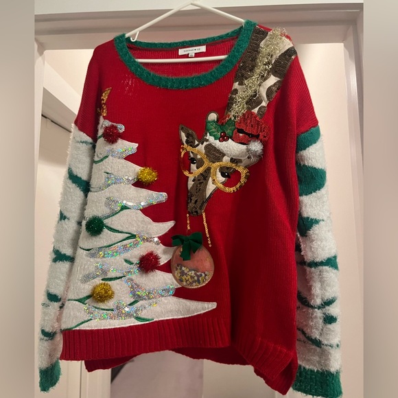 Hooked Up Giraffe Holiday Sweater - Picture 1 of 8